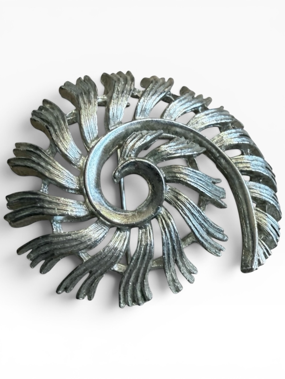 Lisner Silver-Tone Spiral Sunburst Brooch